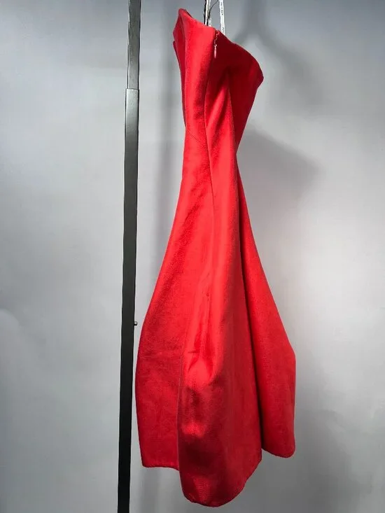 NWT HALSTON HERITAGE Strapless Structured Mini Dress in Red Lipstick Color Sz 12 - Picture 3 of 12